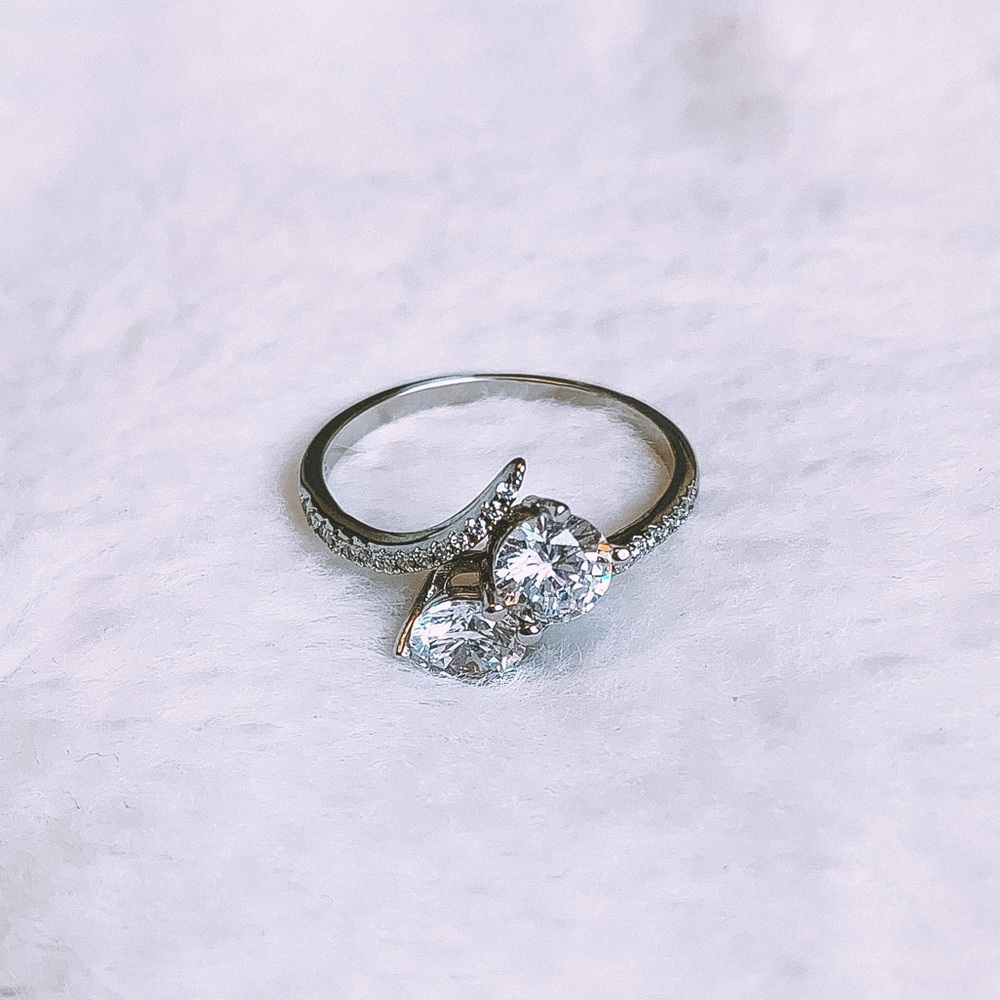 Double Stone Sterling Silver Ring